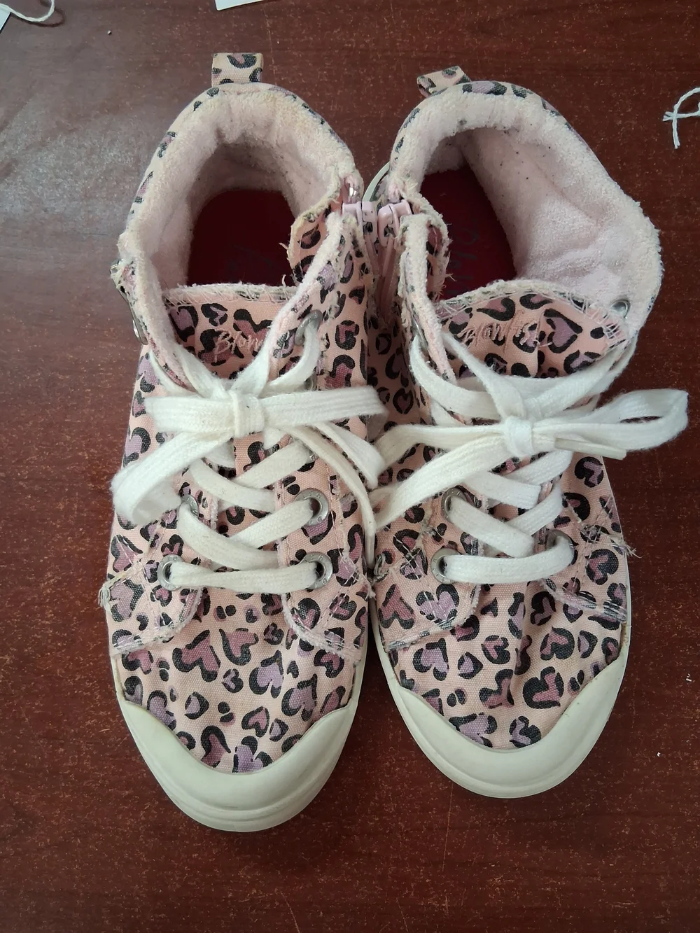 Kids Pink Leopard-Print High-Top Sneakers
